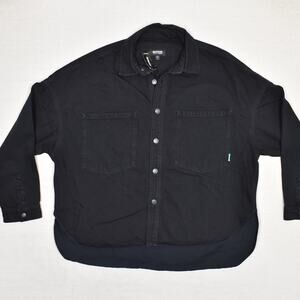 NEW Express Women Button Shirt Jacket Long Sleeve Cotton Black Size M Edition